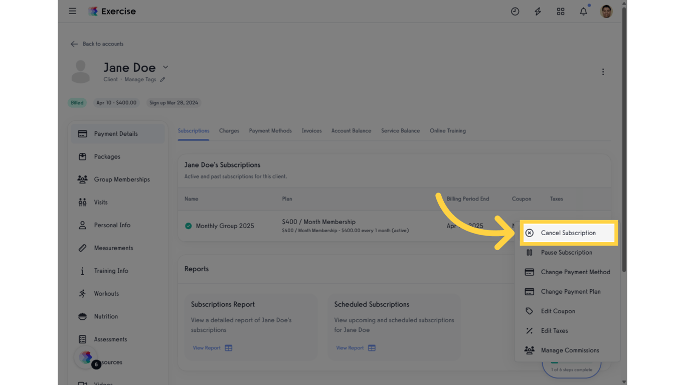 Click 'Cancel Subscription'.