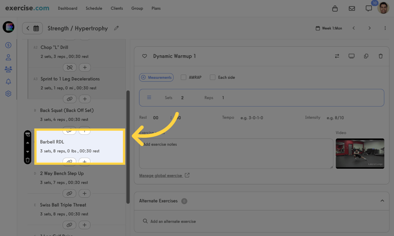 Select an exercise that uses weight measurement.