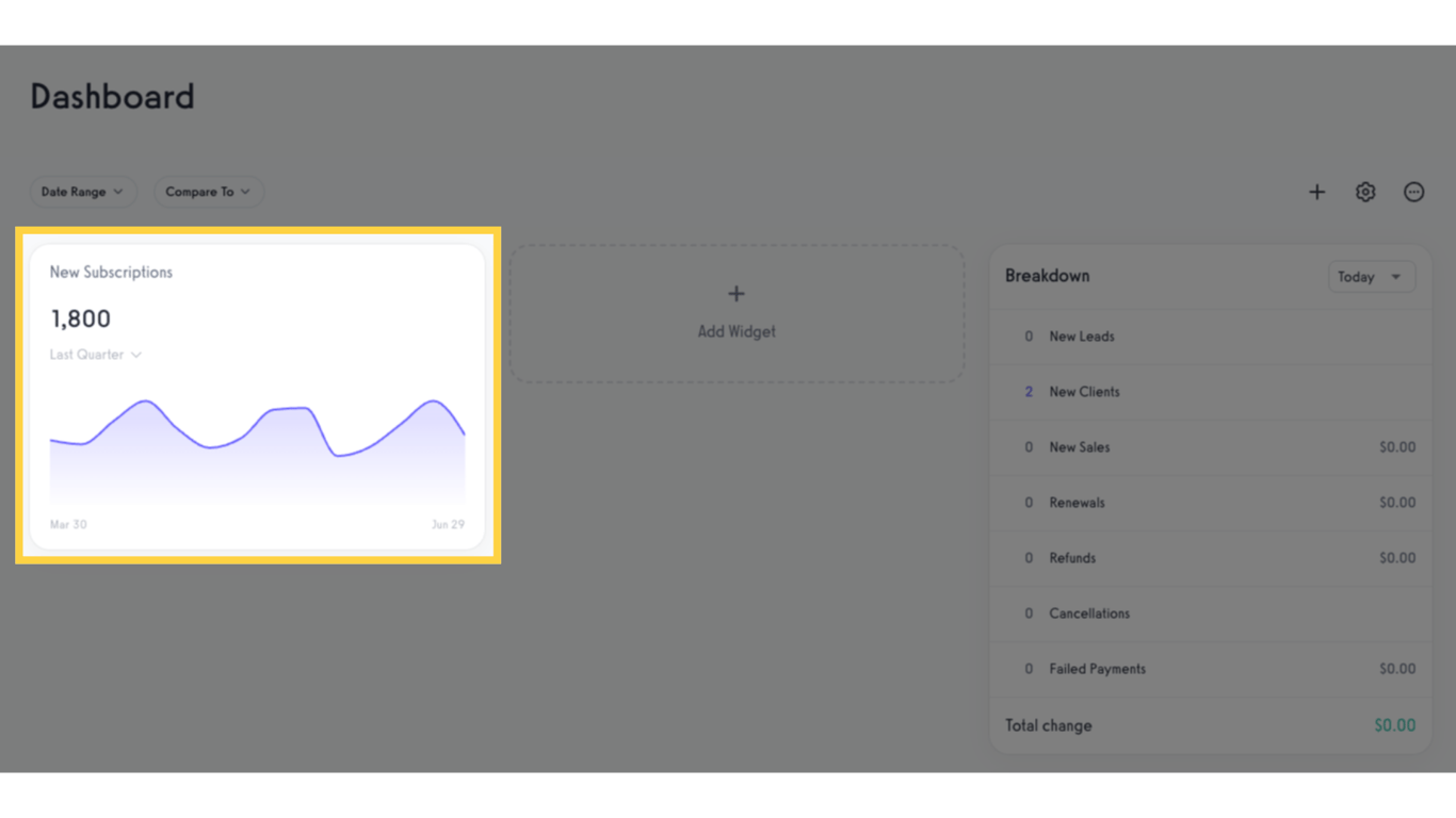 New Subscriptions widget was added