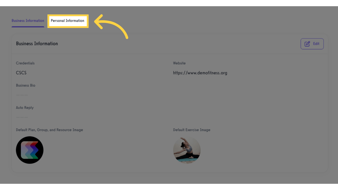 Click 'Personal Information' tab