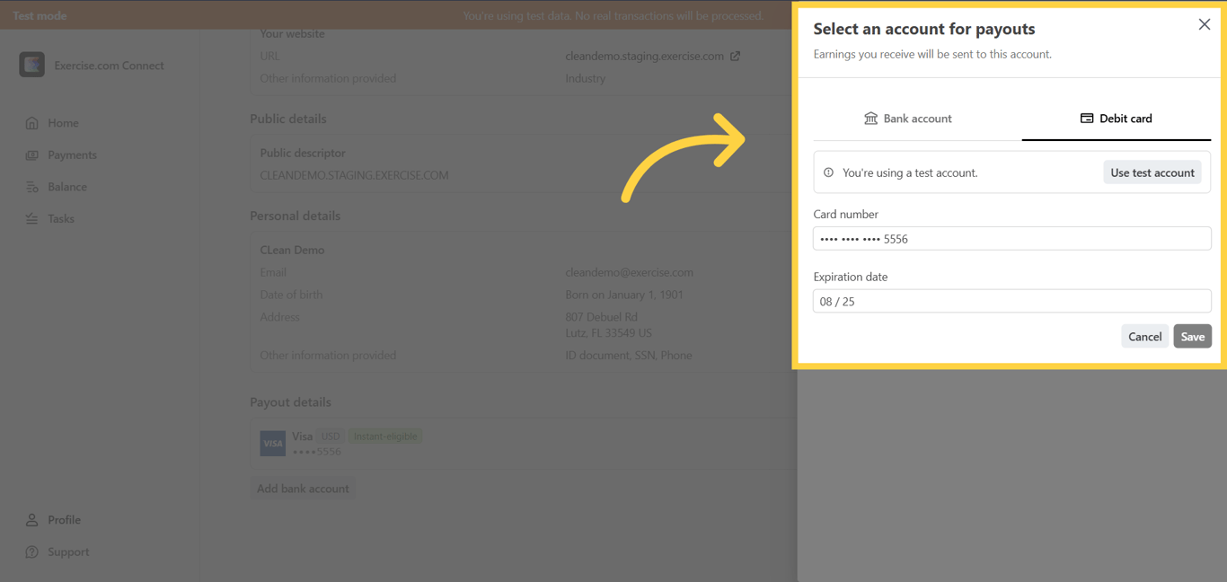 Edit your current payout details or add new accounts.