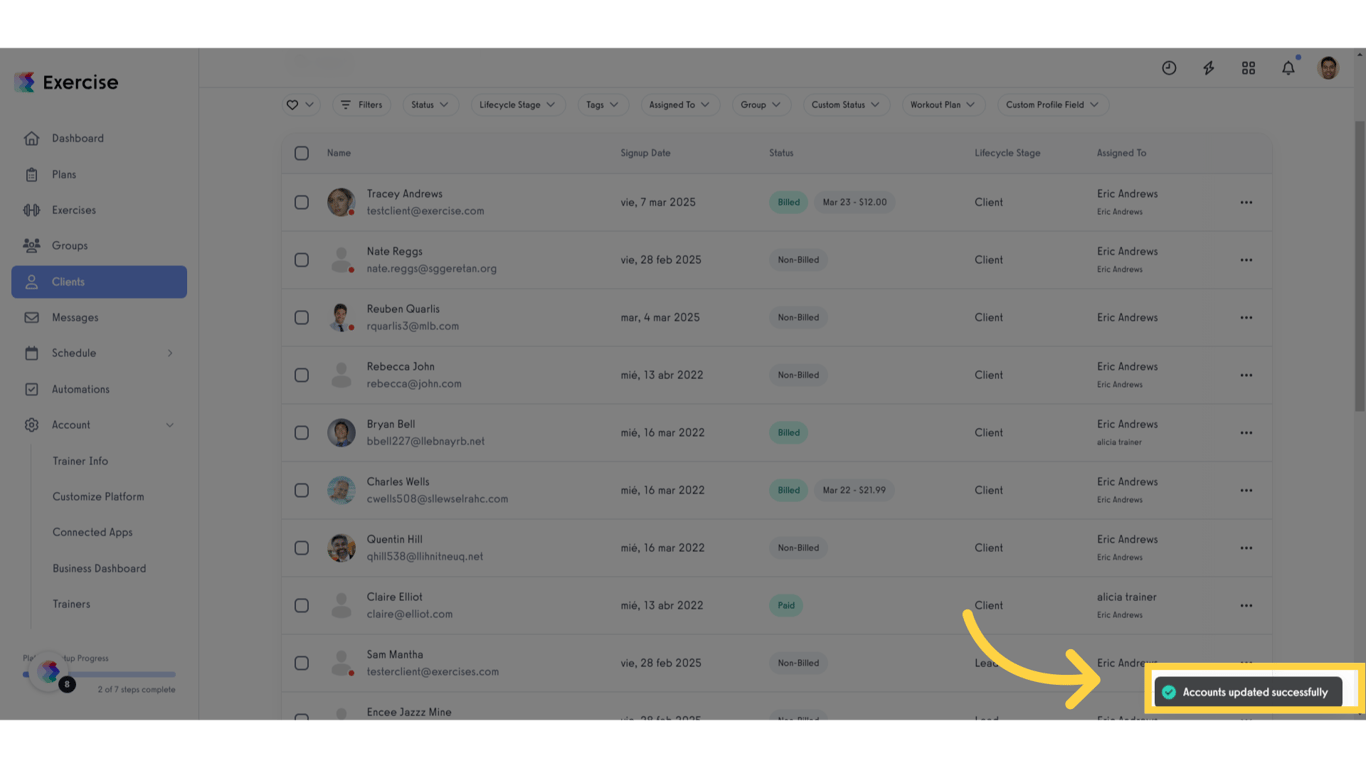 Appears a confirmation message.