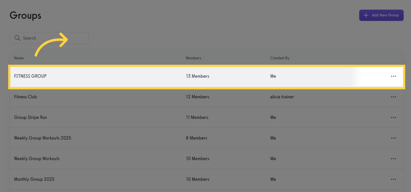 Select and click a group to edit