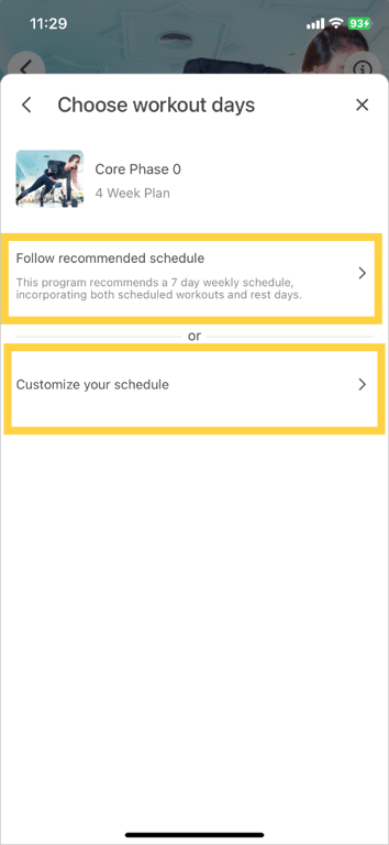 Choose Workout Days.