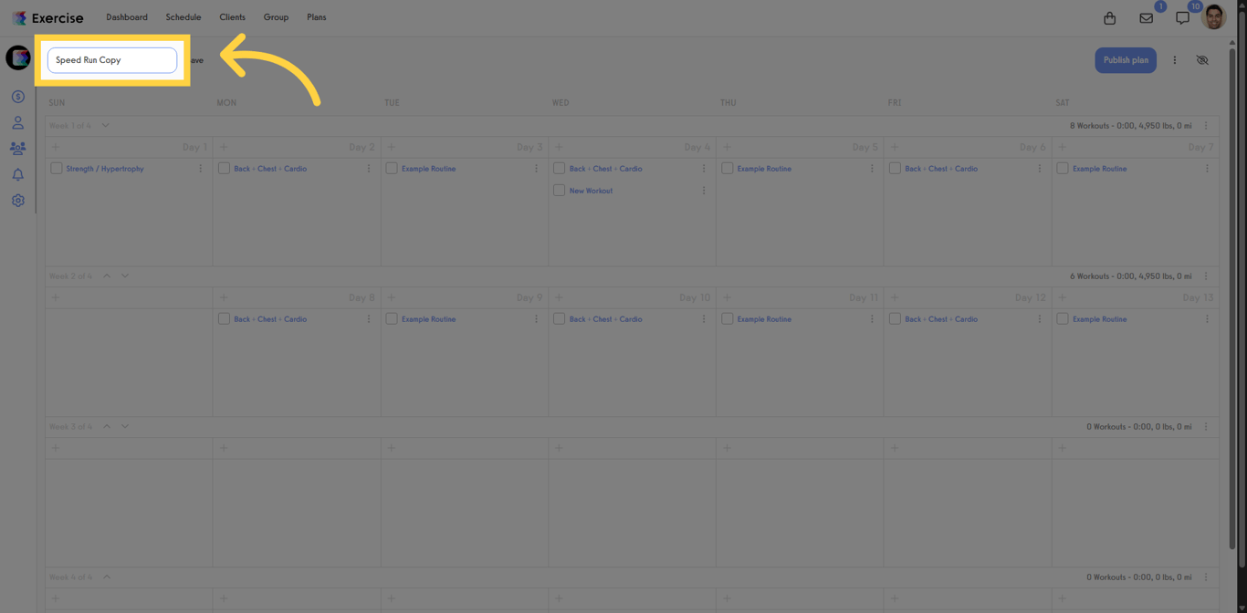 Choose Existing Plan Name