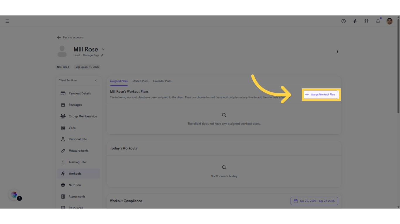 Click 'Assign Workout Plan'