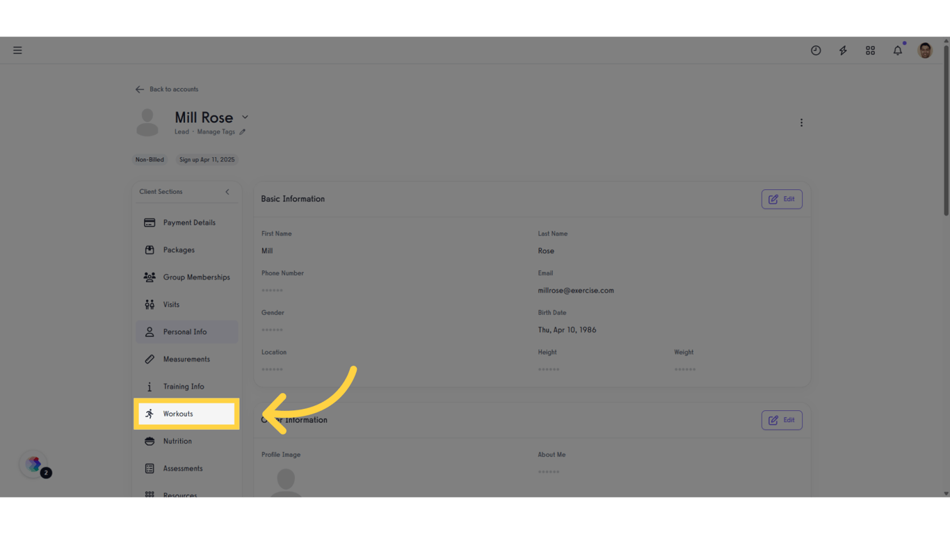 Click 'Workouts'
