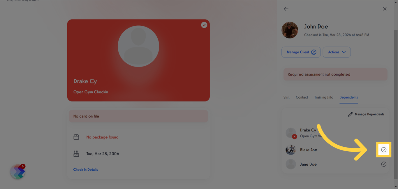 Click the Check-in Icon