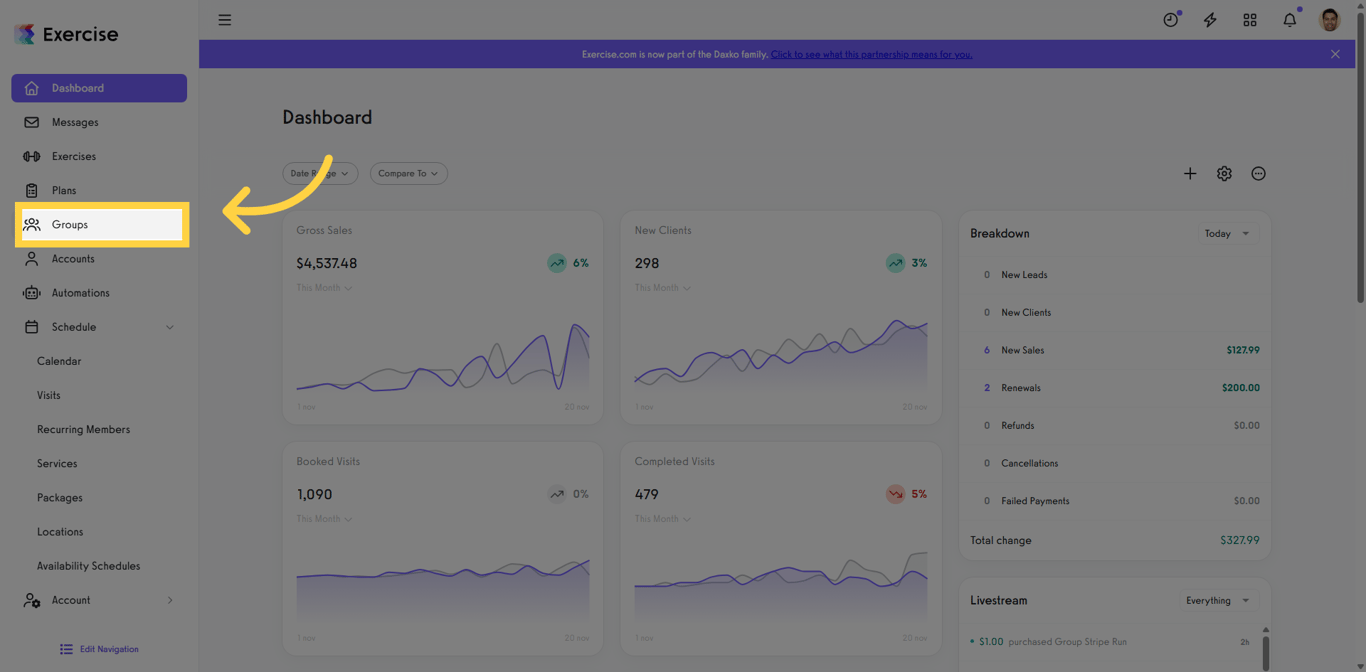 Navigate to Groups Section