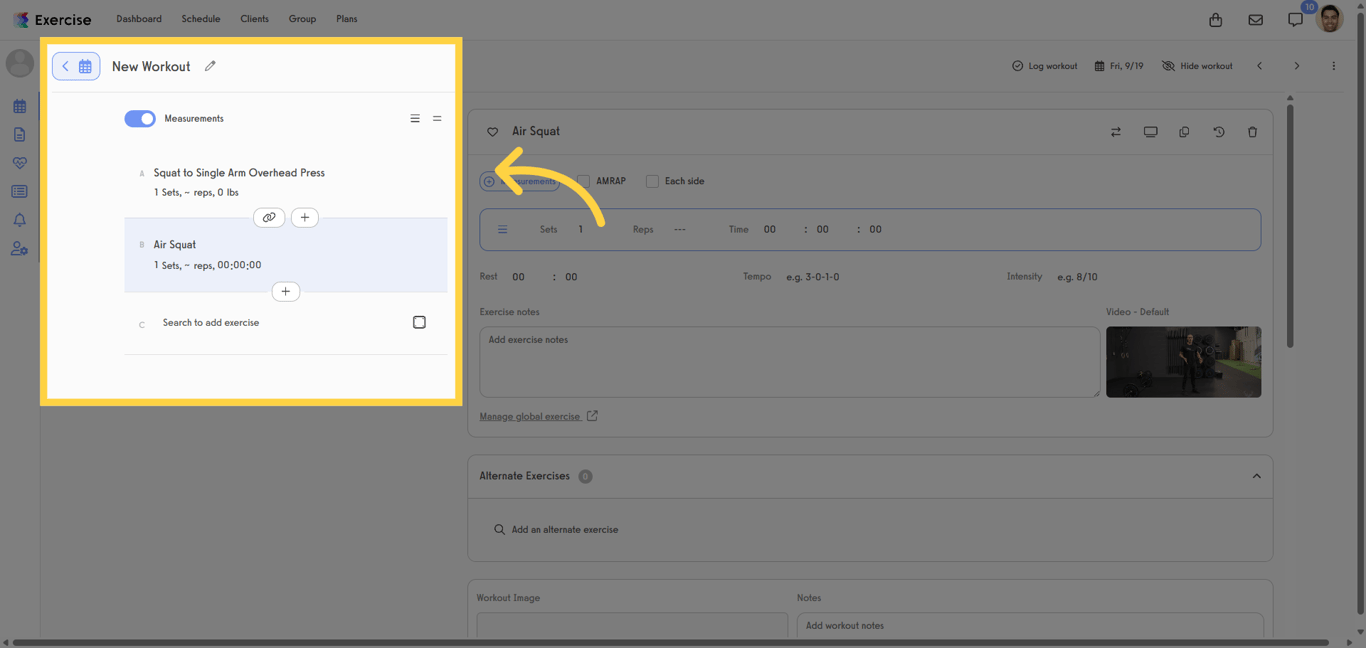 Choose exercises to include in your workout.