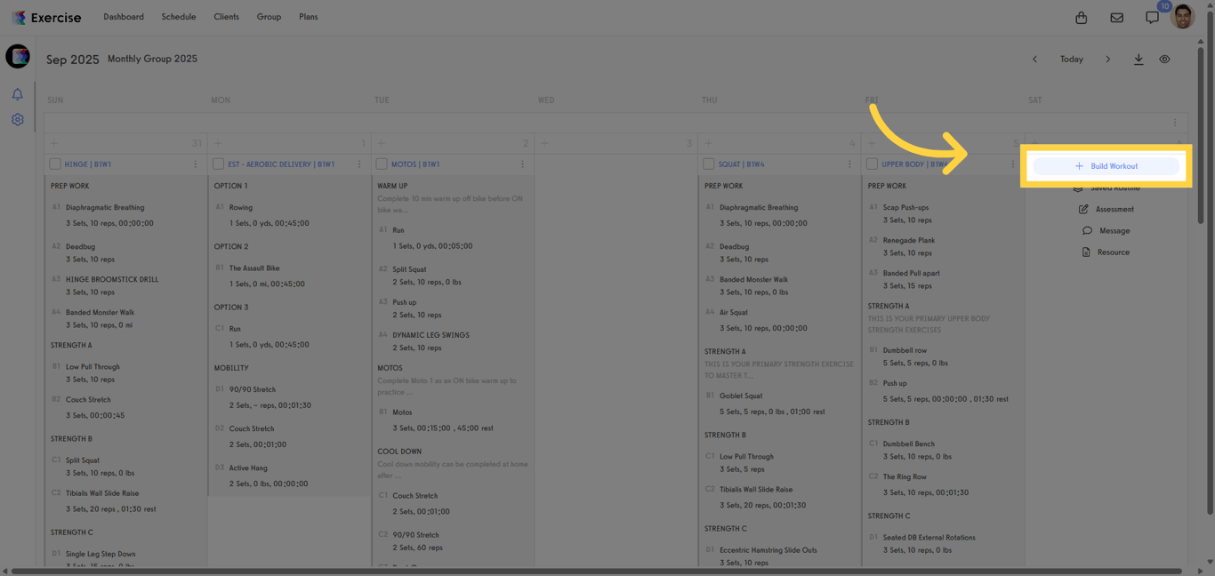 Click Build Workout.