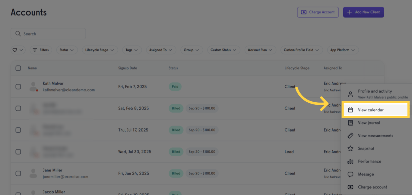 Click View Calendar.