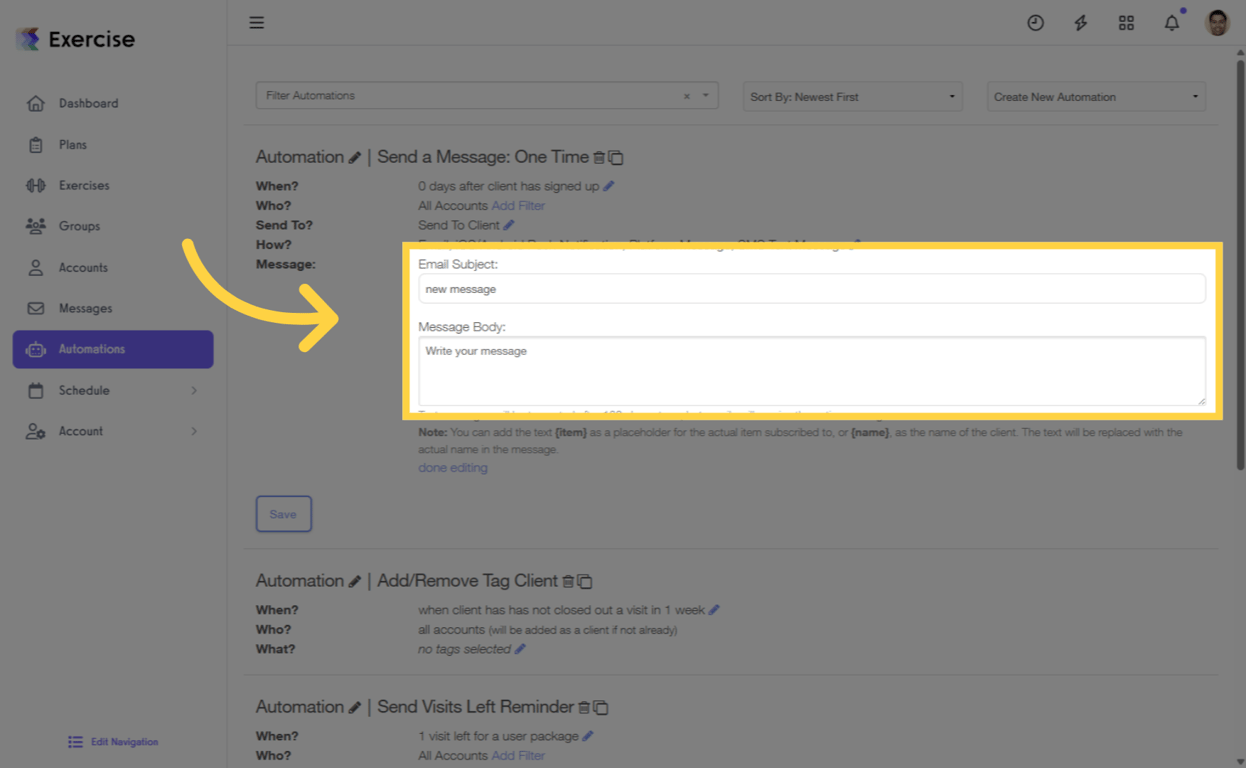Enter Subject and Message