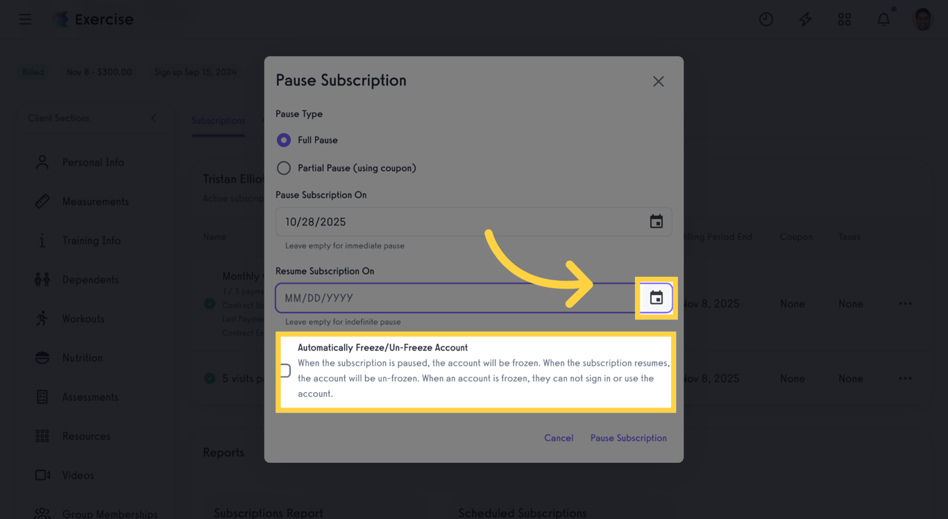 Resume Subscription Date