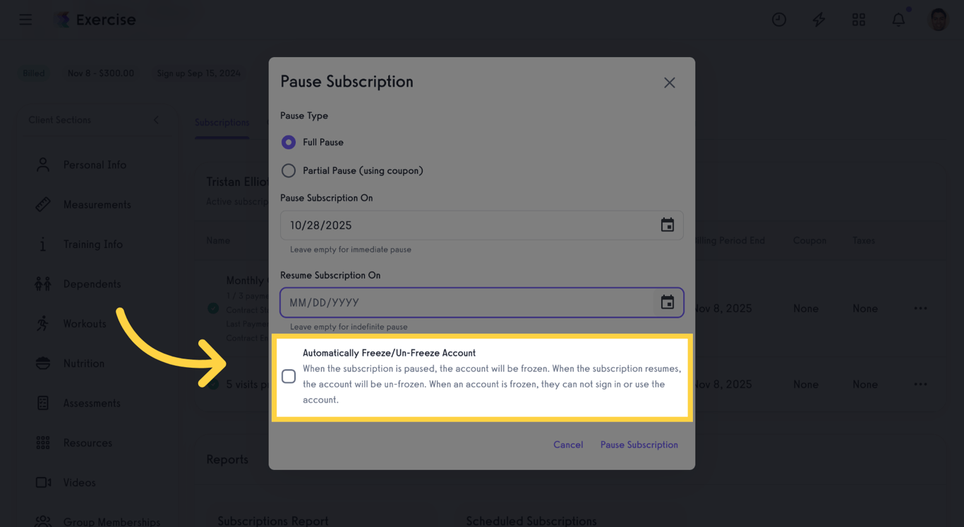 Enable Auto Freeze/Unfreeze