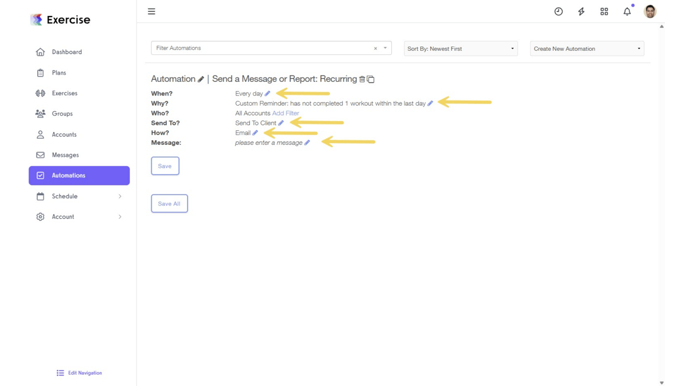 Click on the edit icons to customize the settings.