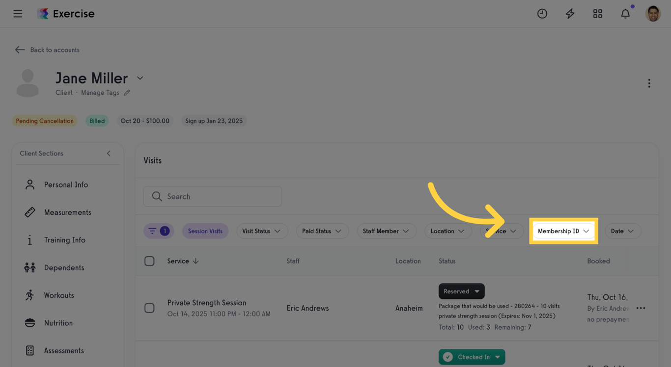 Membership ID Filter