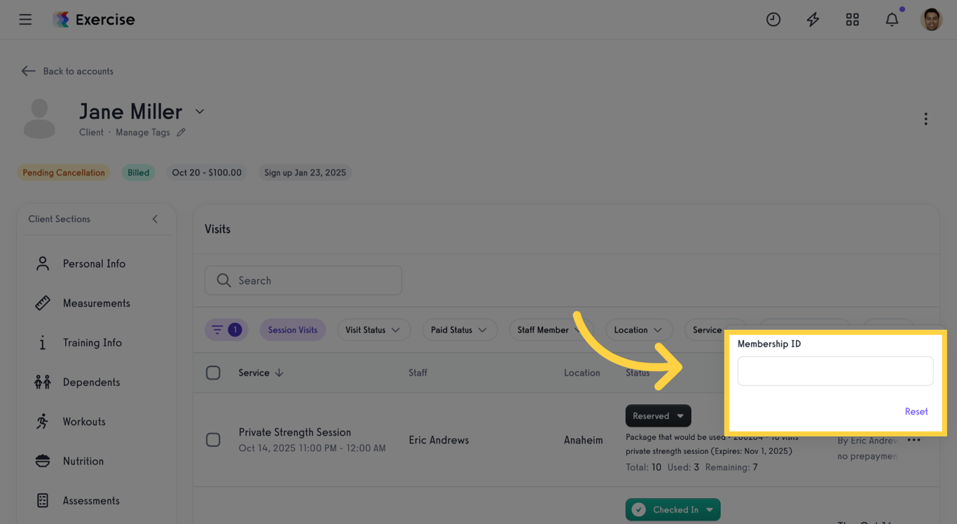 View Client Measurements