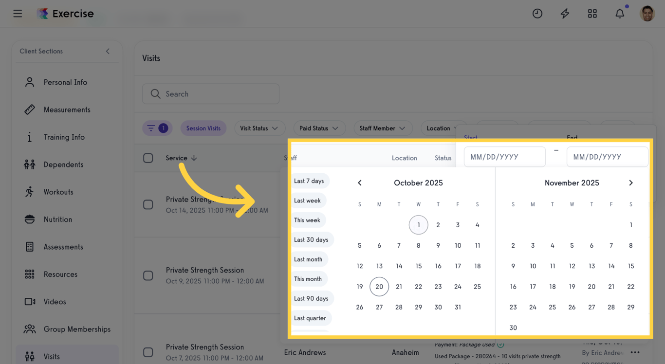 Customize Date Range