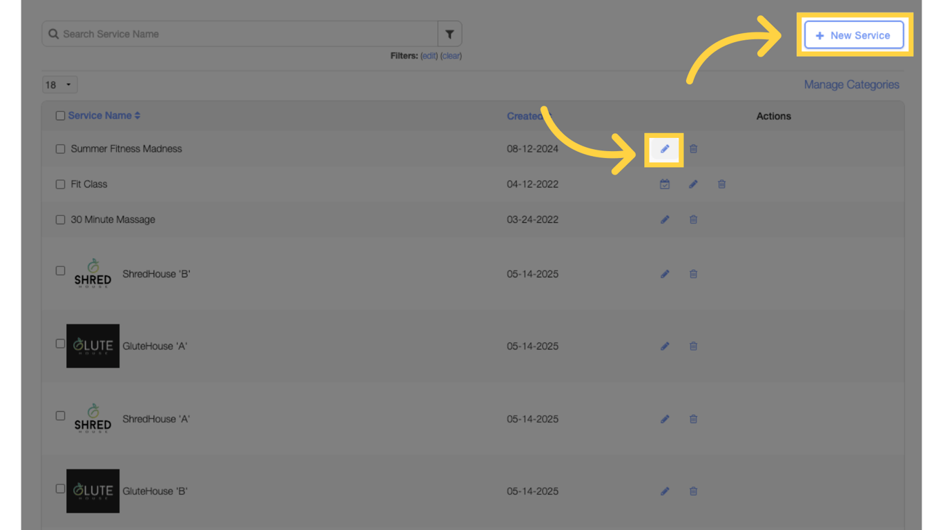 Create new or edit a service.