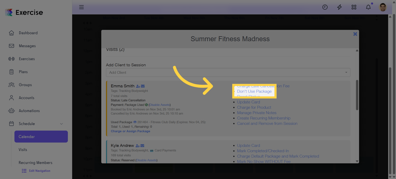 Deselect Package Usage