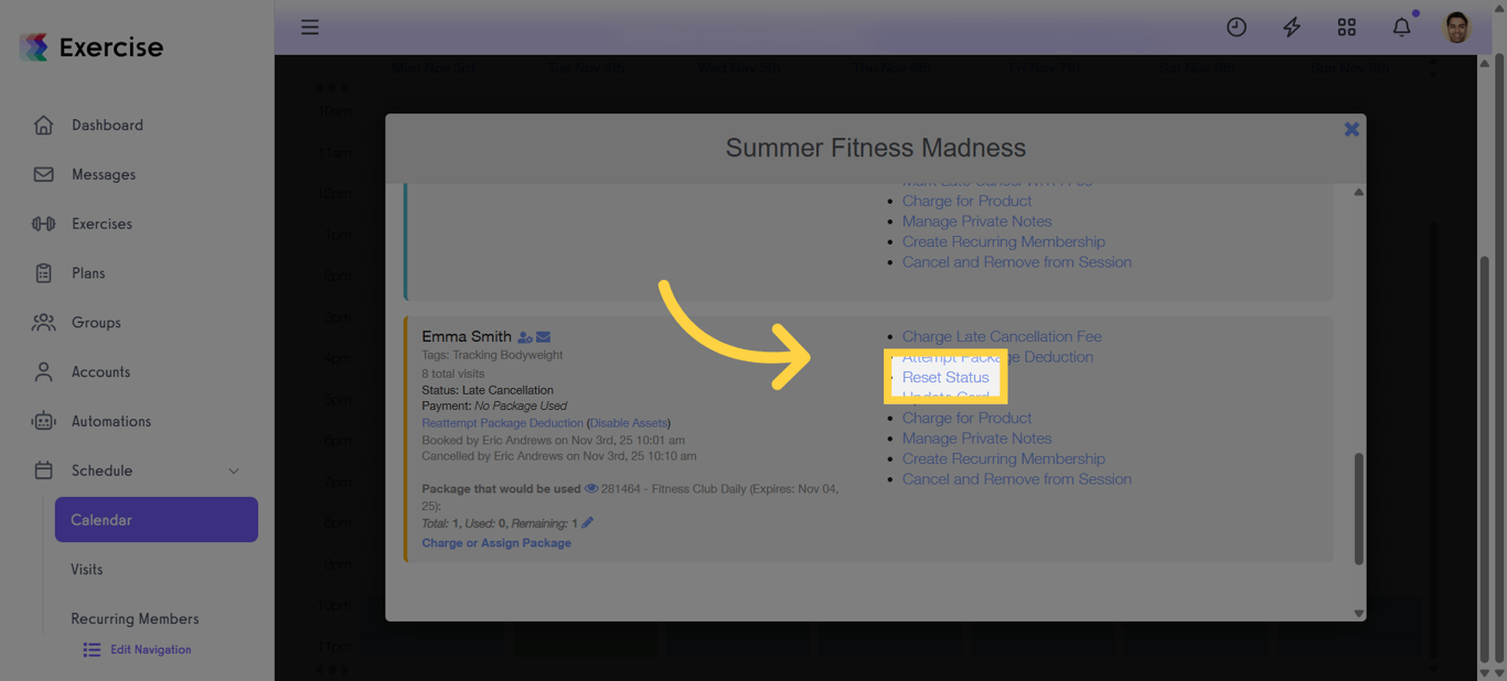 Reset Appointment Status