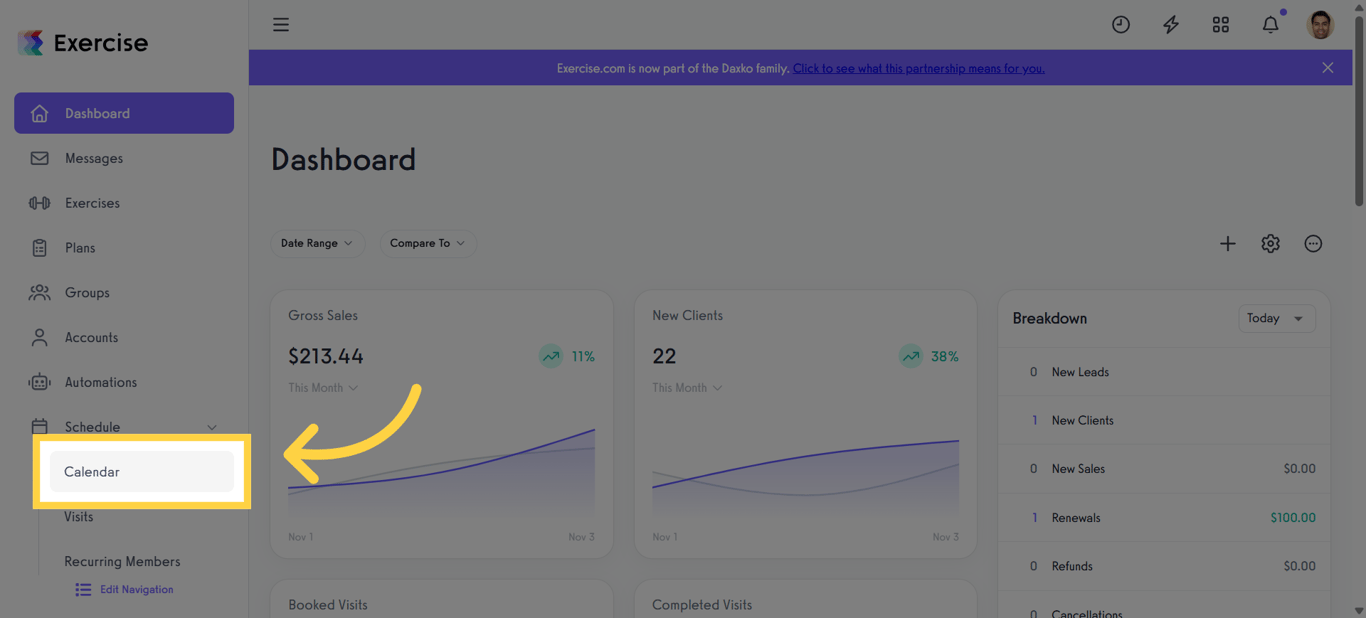Navigate to the Calendar