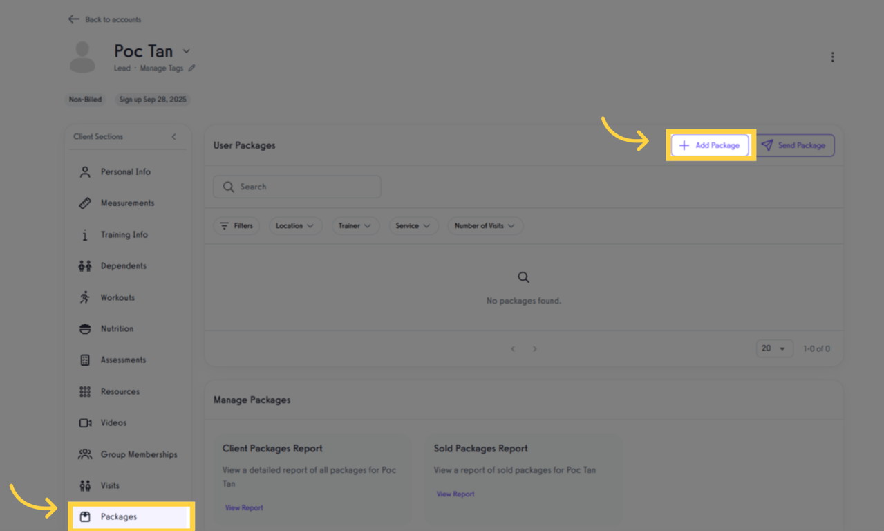 Open the Packages tab and click Add Package.
