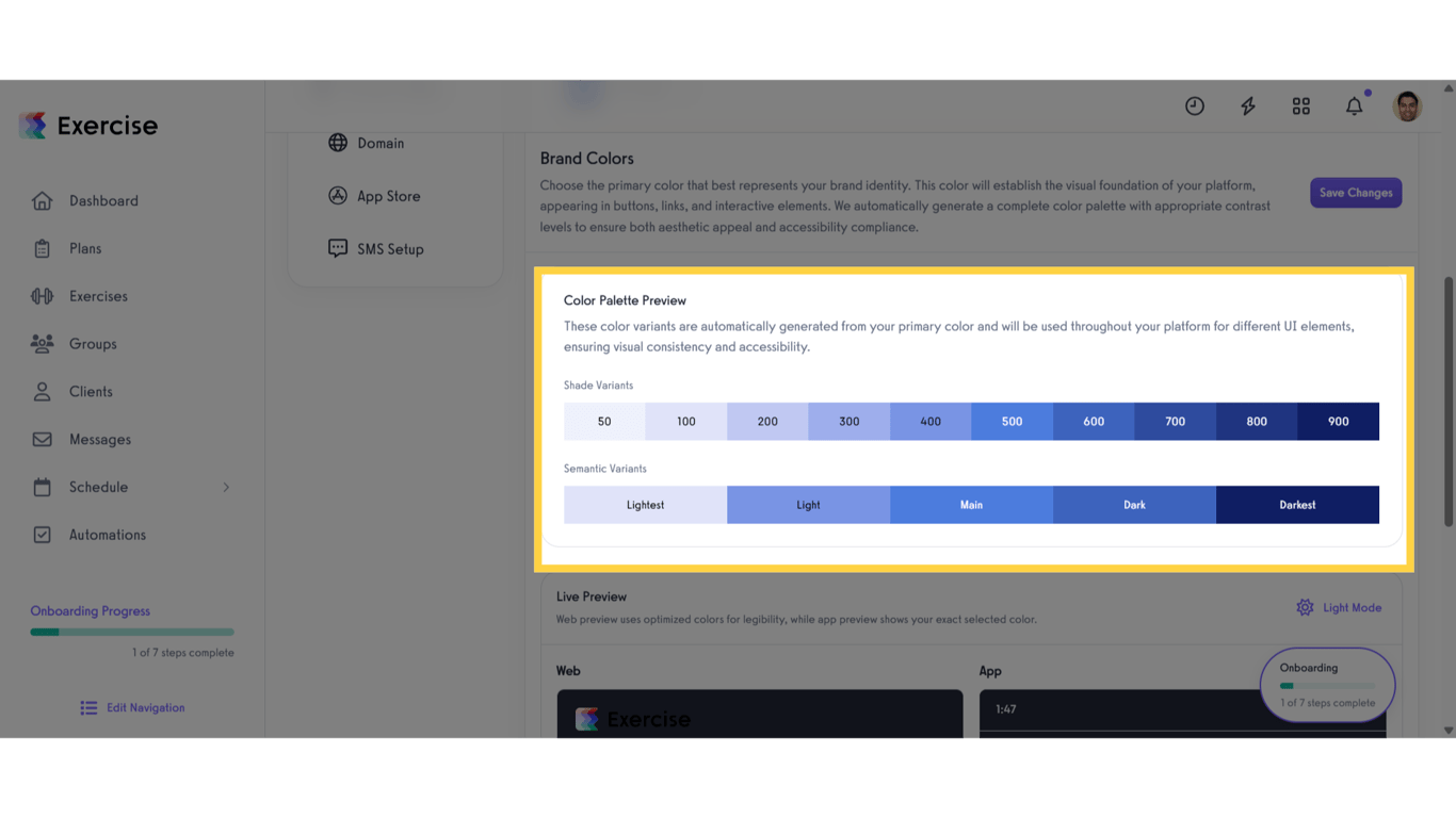 View Color Palette Preview
