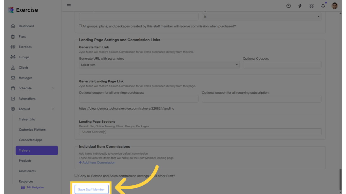Click on the “Save Staff Member” button.
