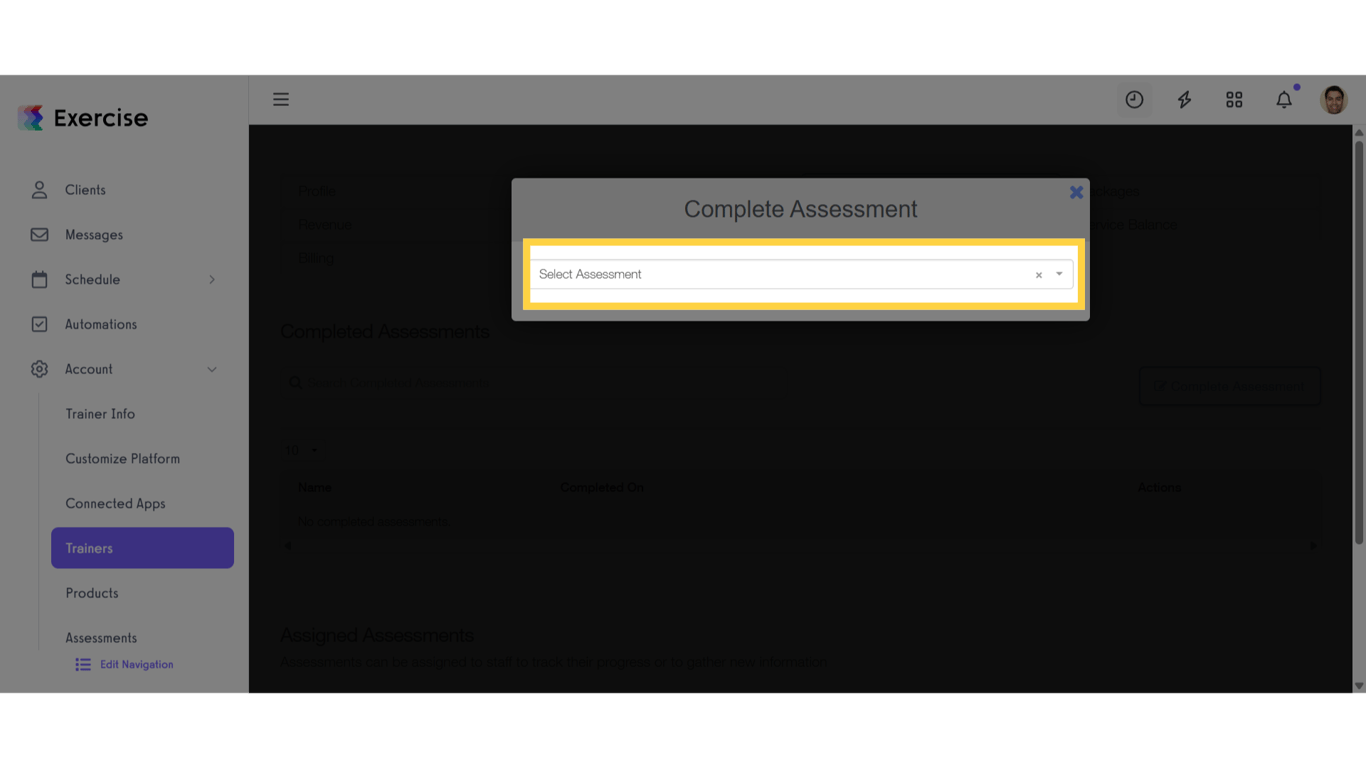 Select an Assessment to Complete
