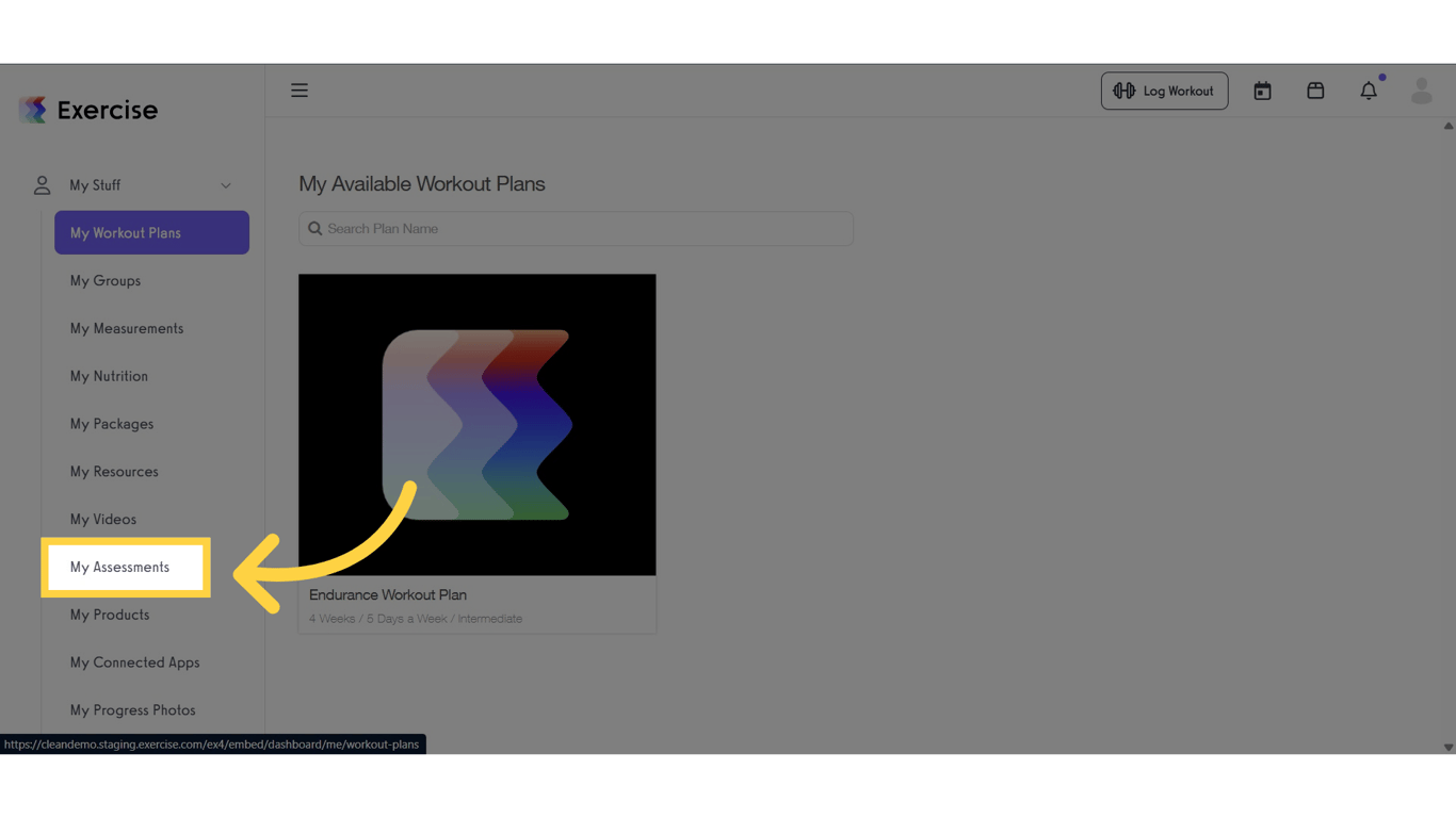  Click on the “Assessments” tab on the left side bar.