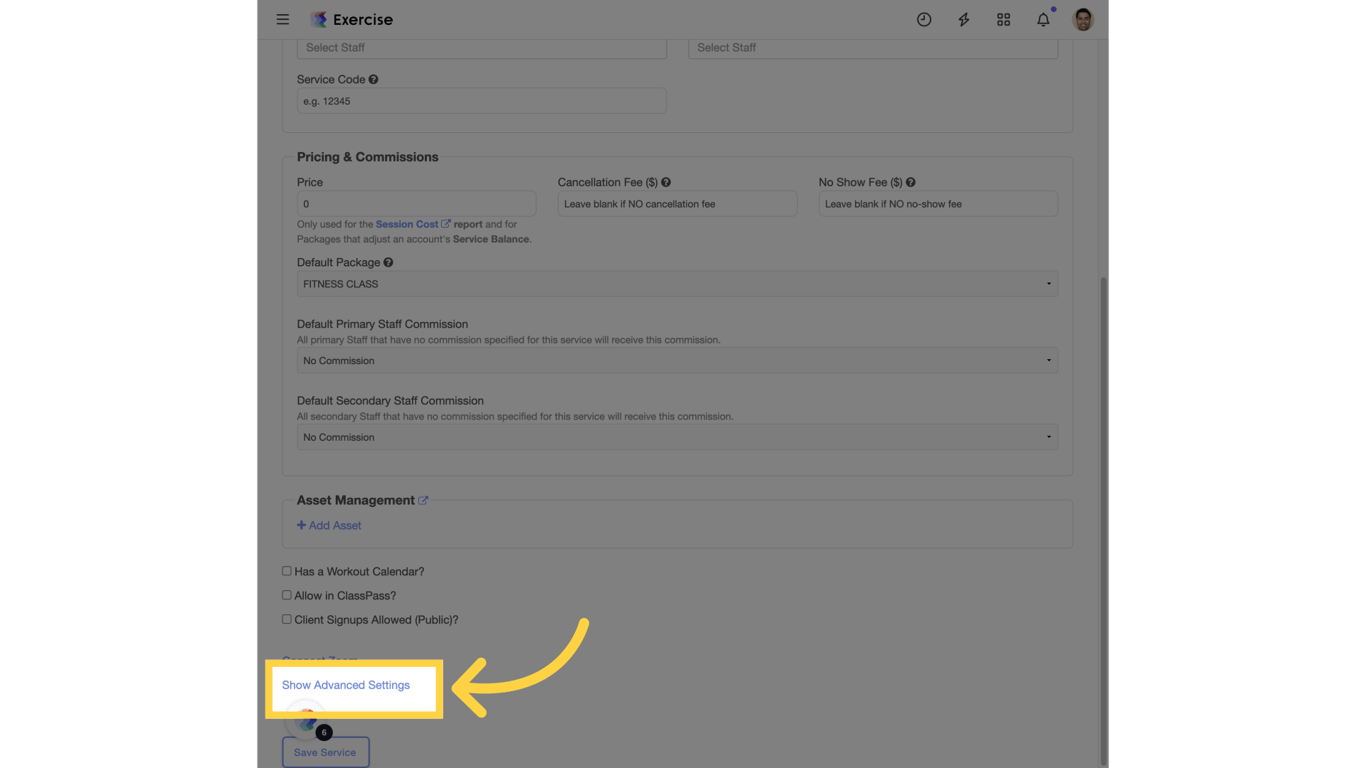 Show Advanced Settings