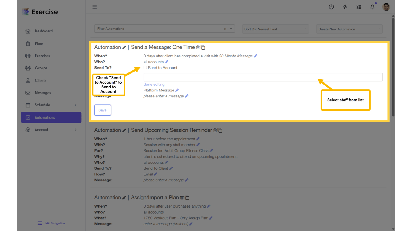 For “Send To?” select who will receive the message.