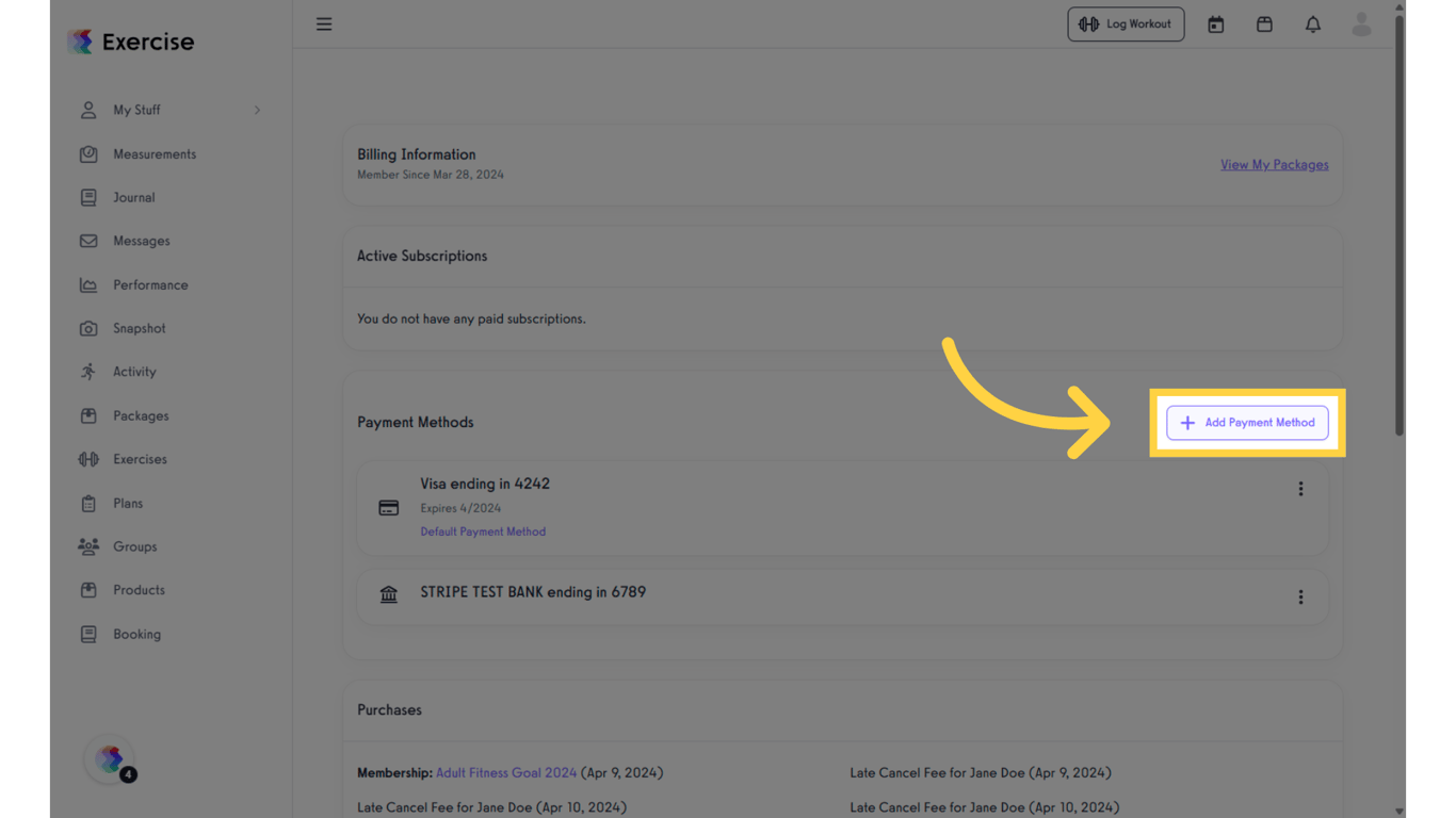 Click 'Add Payment Method.'