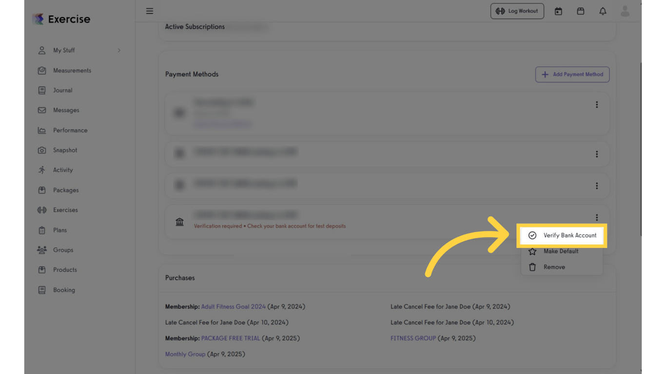 Verify a manually added bank account.