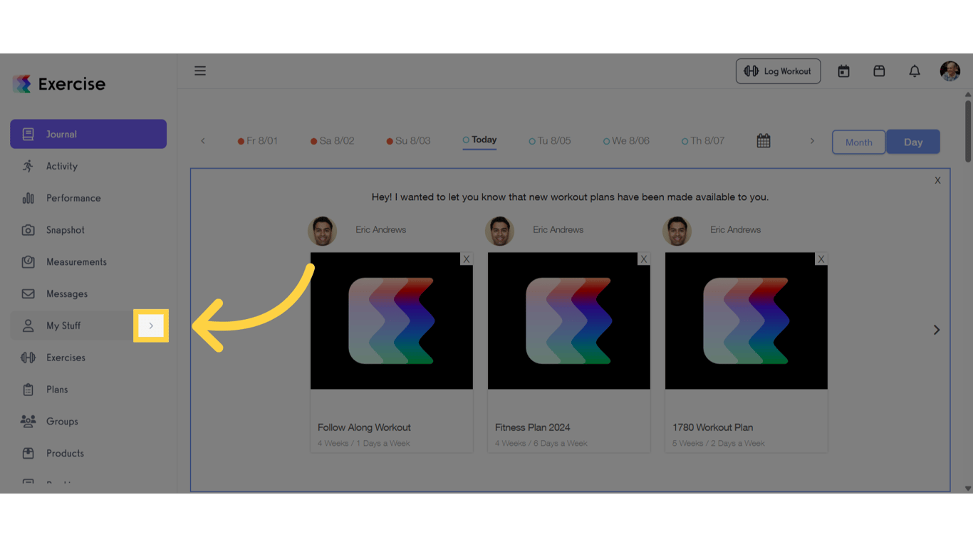 Click the arrow menu