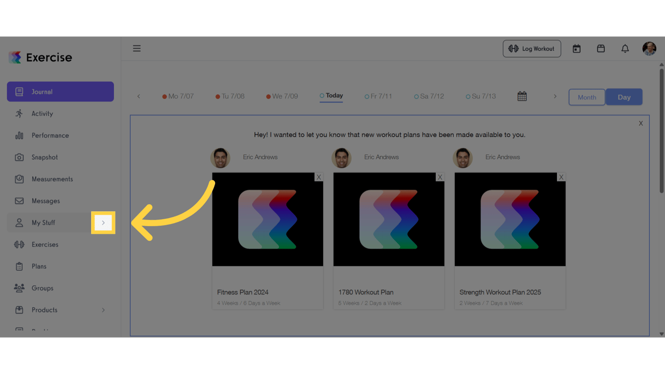 Click the arrow menu