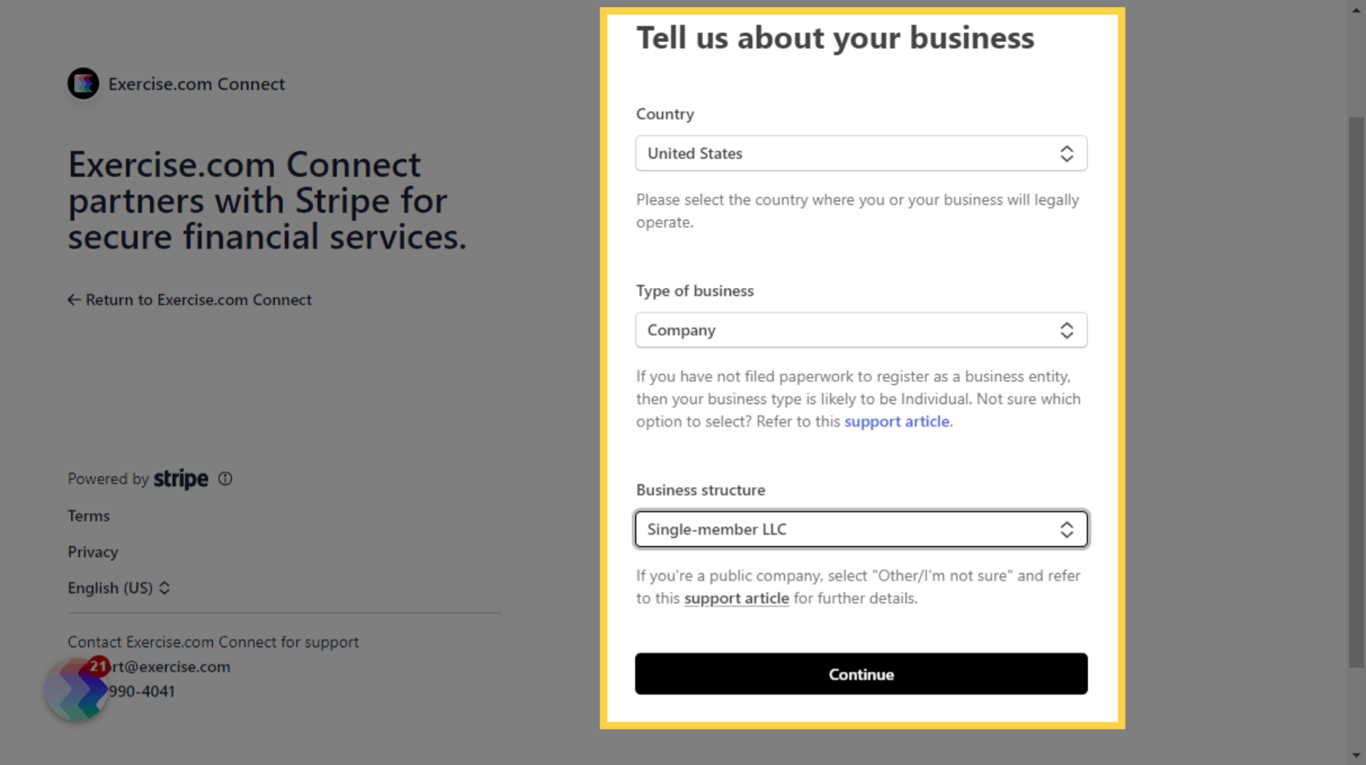 IMPORTANT: Select the business type and structurethat matches your legal business entity.