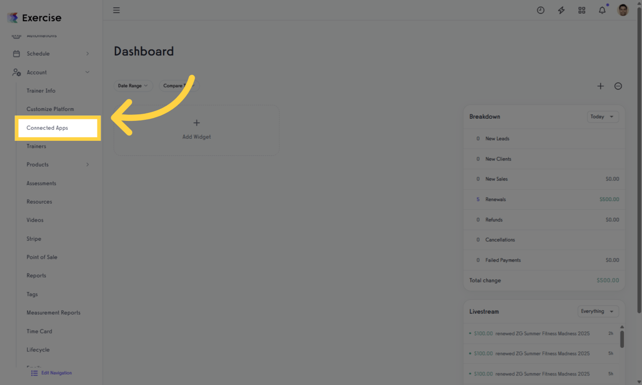 Click 'Connected Apps'