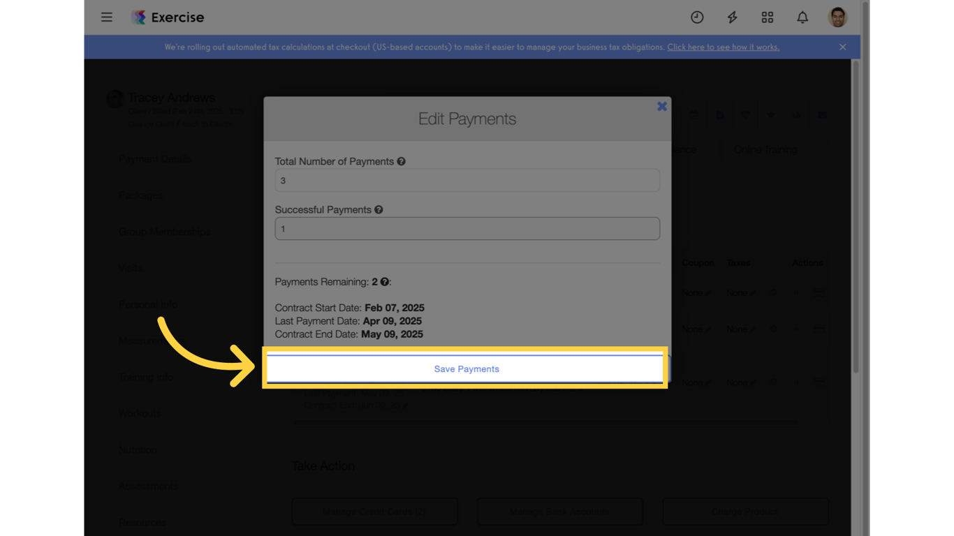 Click 'Save Payments'.