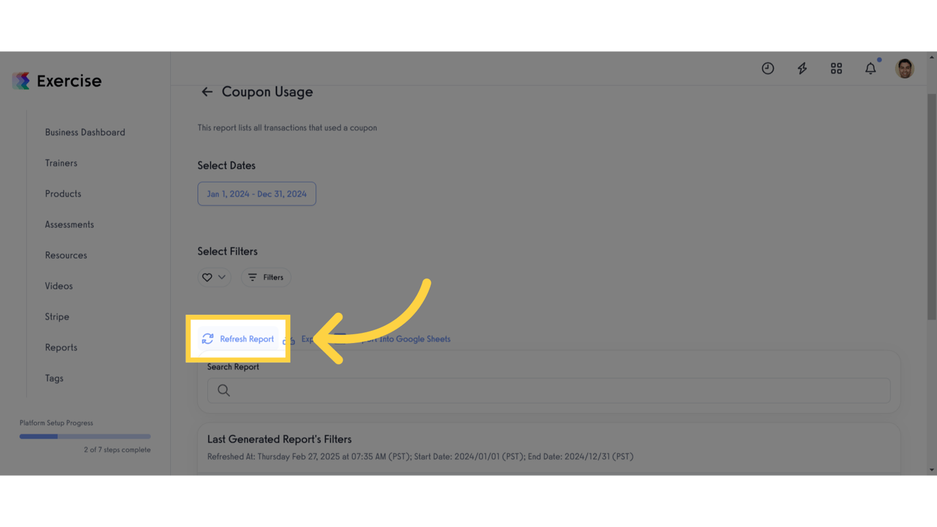 Click 'Refresh Report'