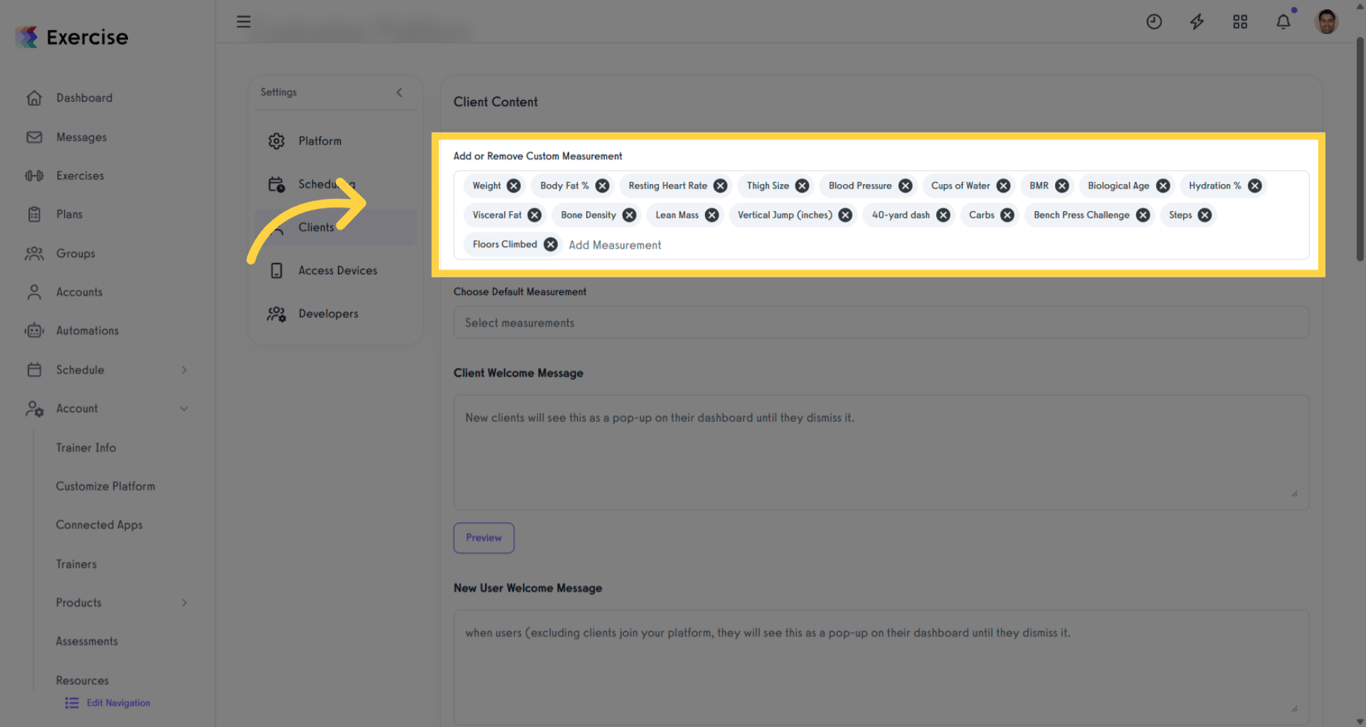 Choose Custom Measurement Fields