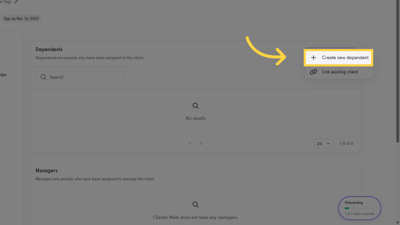 Click 'Create new dependent'.