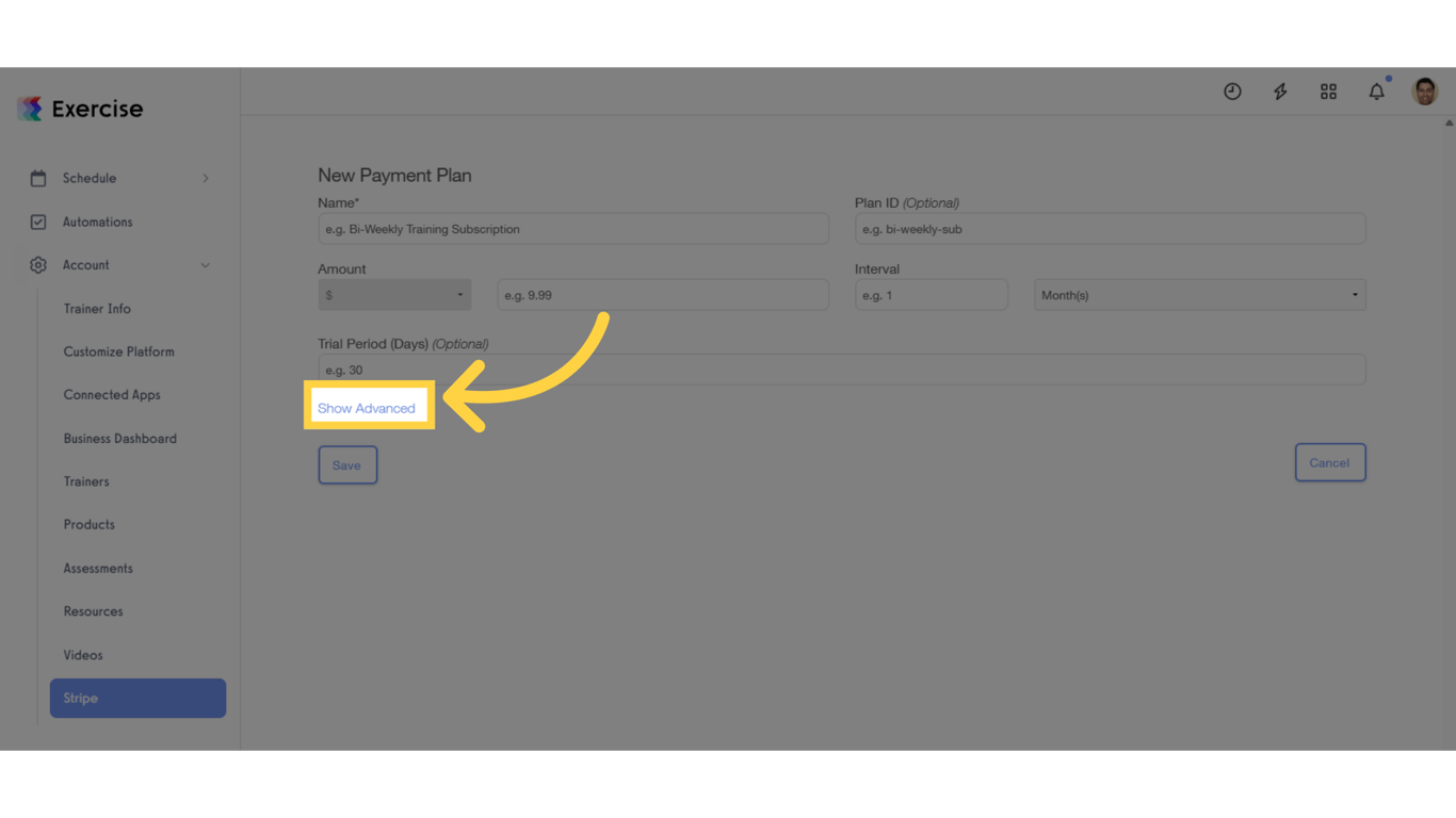 Click 'Show Advanced'.