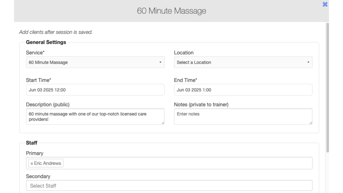 Update appointment info.