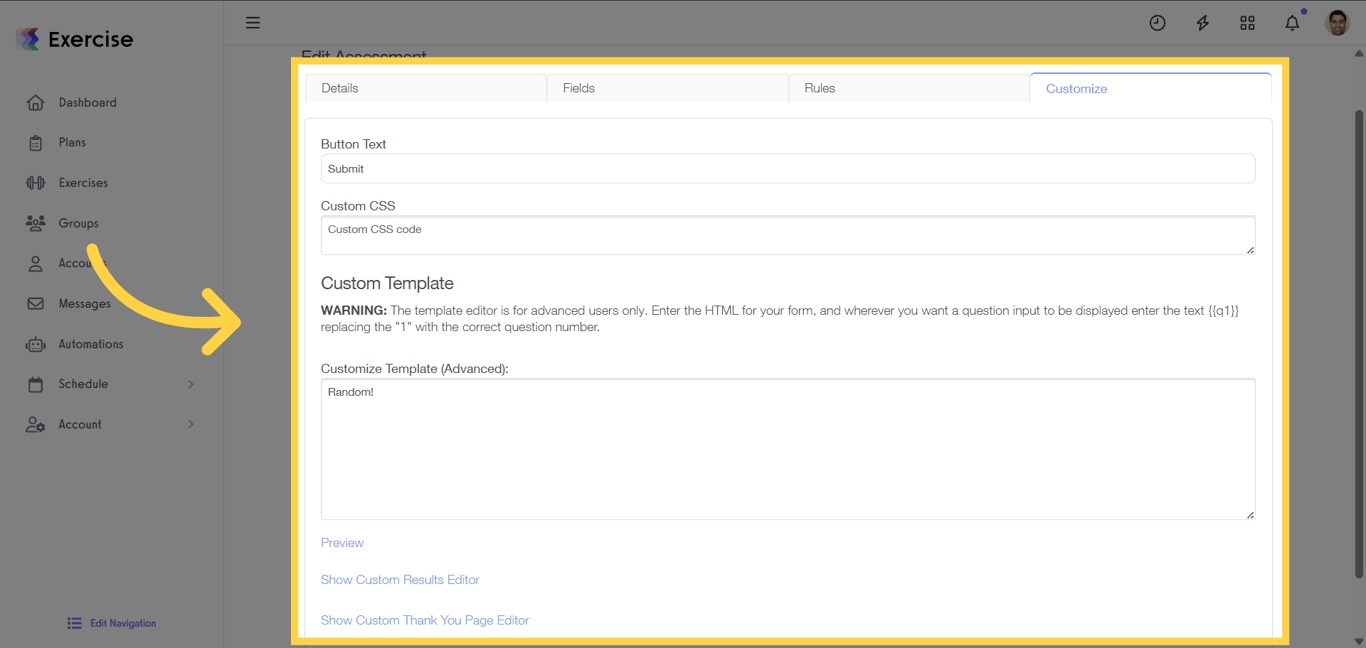 Optional: Customize Tab