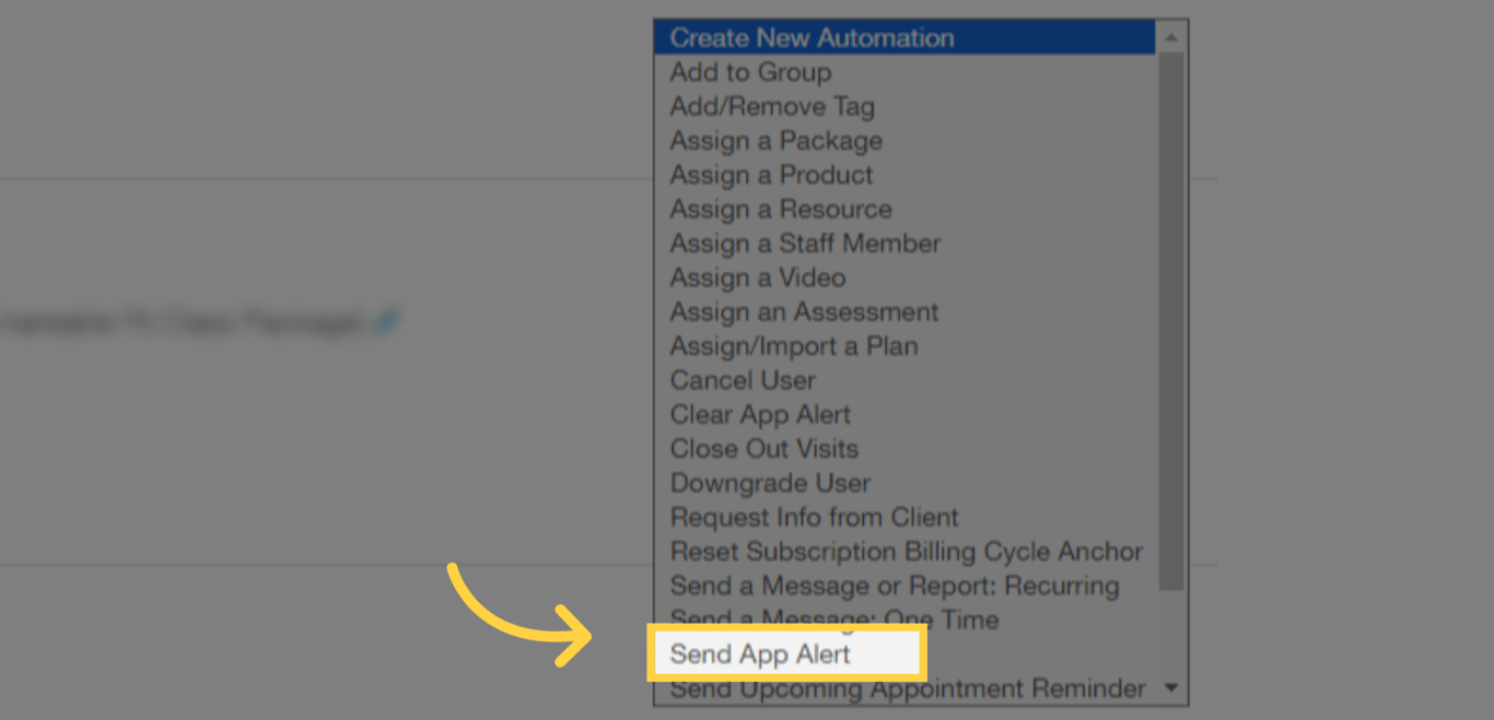 Select the 'Send App Alert' option.