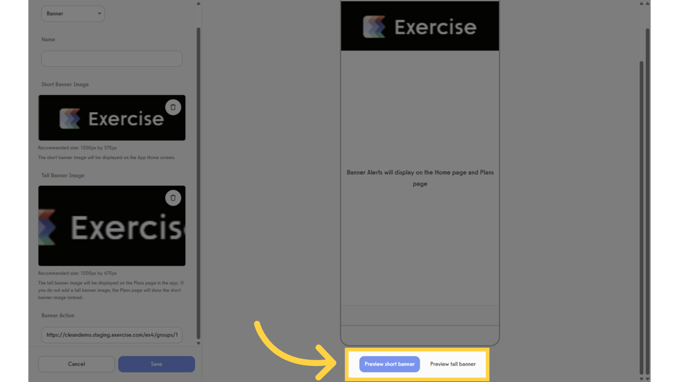 Use the Preview options to get an idea of how your App Banner Alerts will look in your apps.