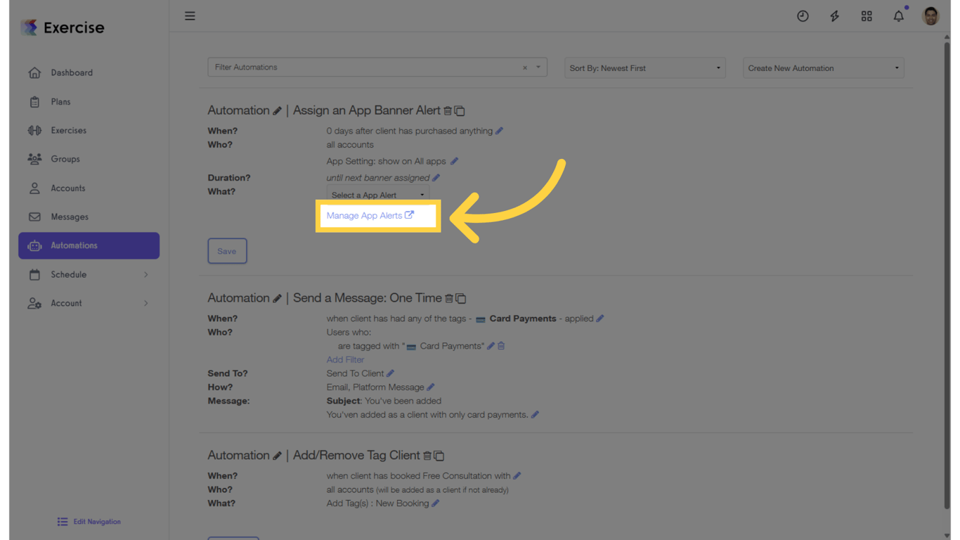 Click the 'Manage App Alerts' link.